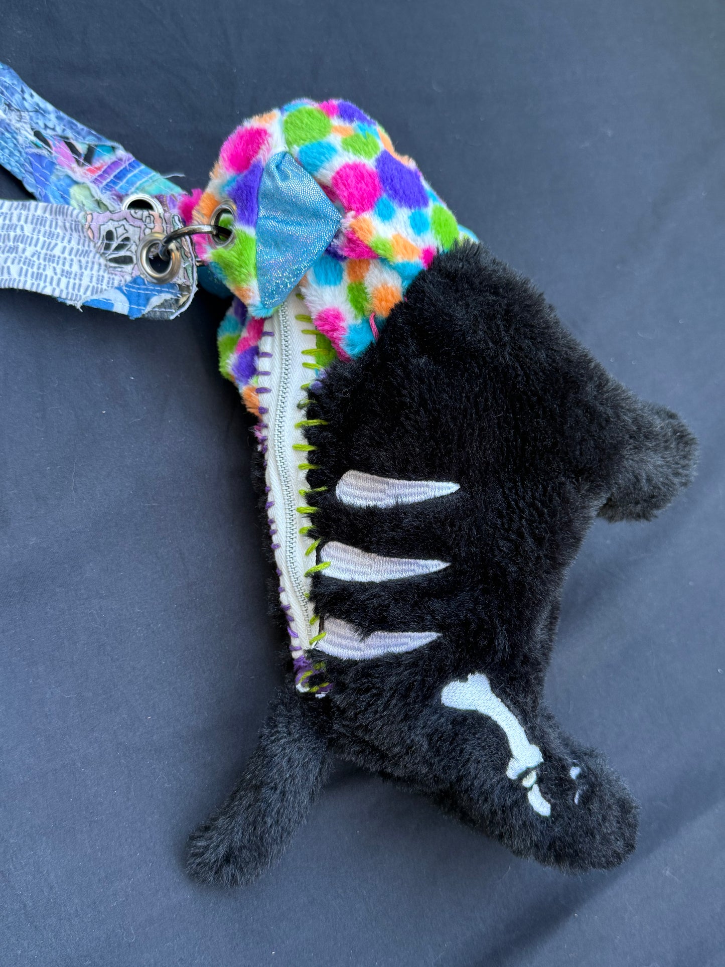 Rainbow skull dog hybrid side bag