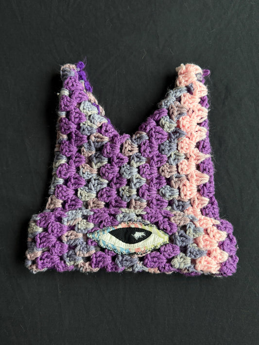 Crochet eyeball patch hat