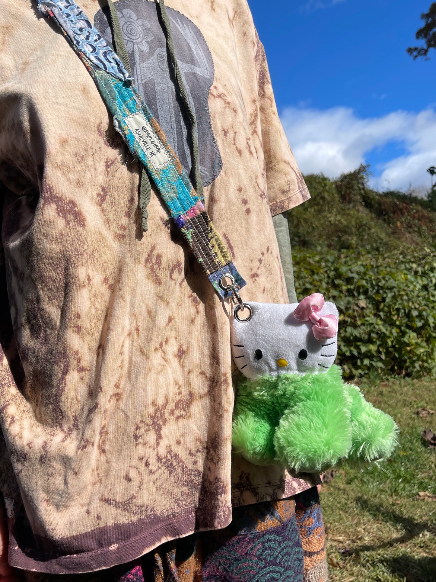 Hello Kitty + fuzzy green hybrid mini side bag