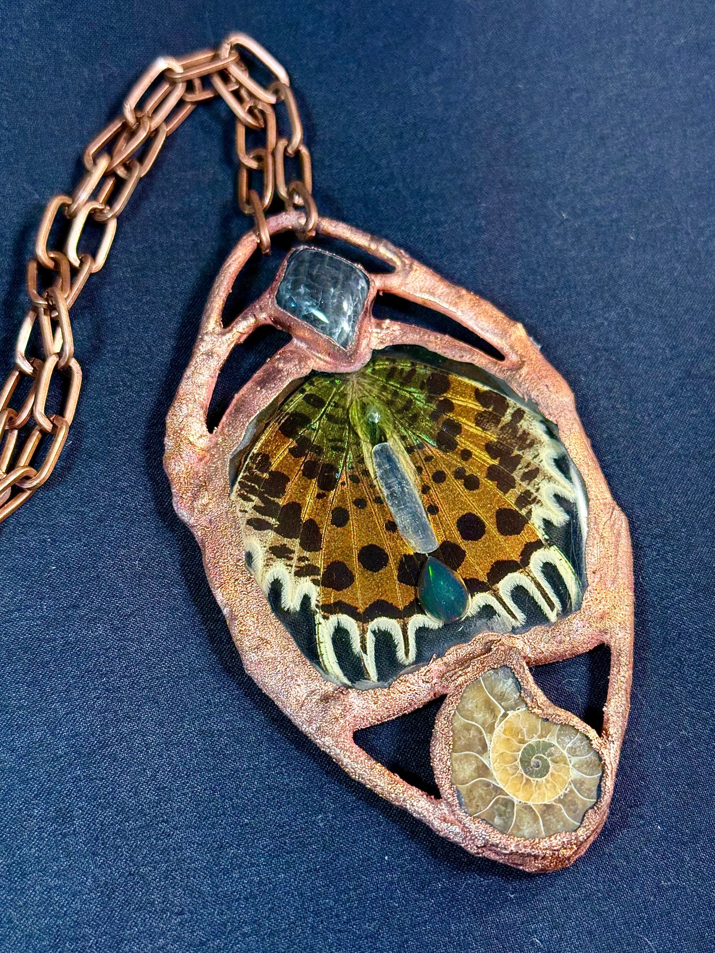Labradorite sunset moth amulet