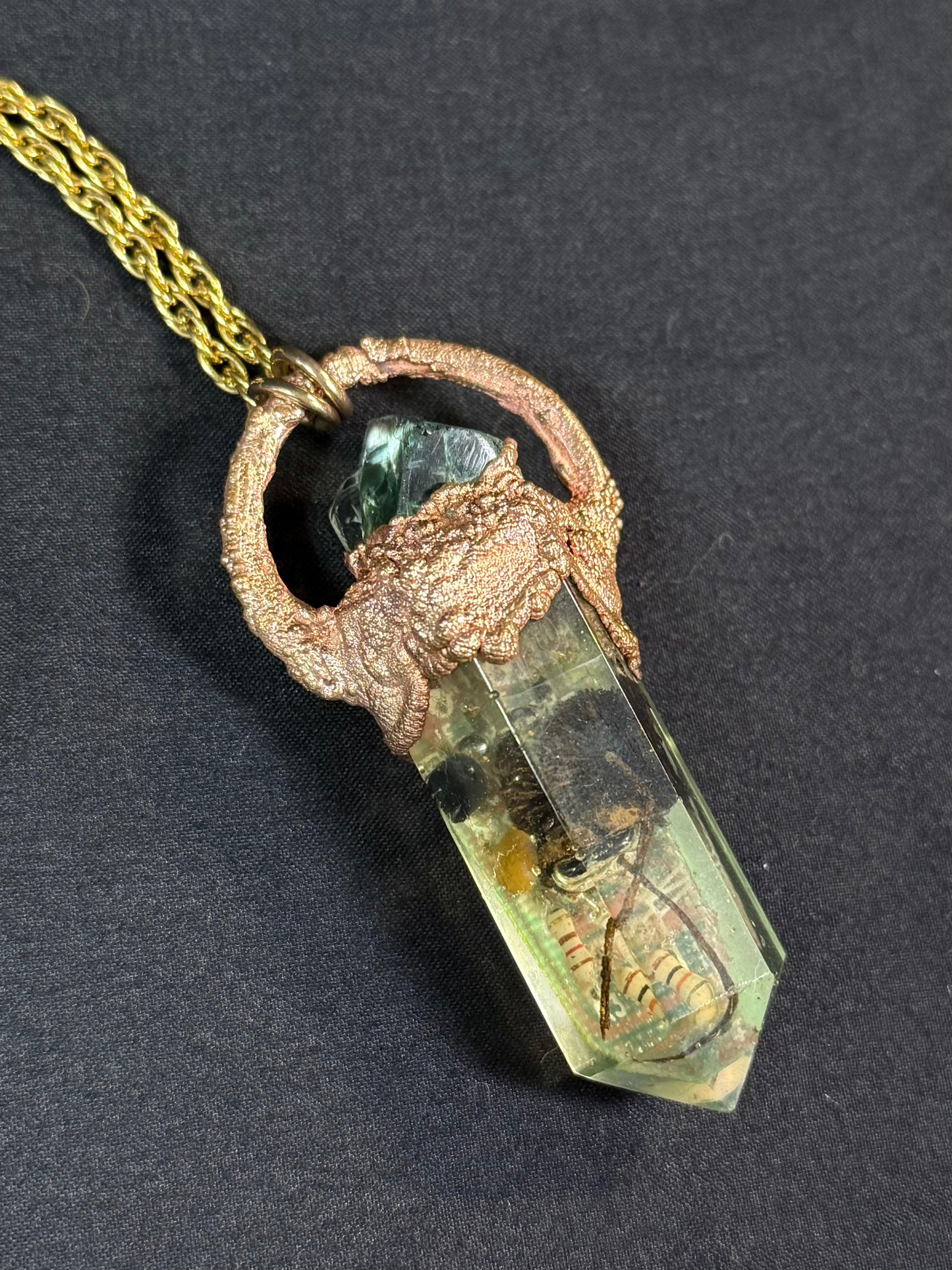 Cyber mushroom crystal with fluorite cube and opal