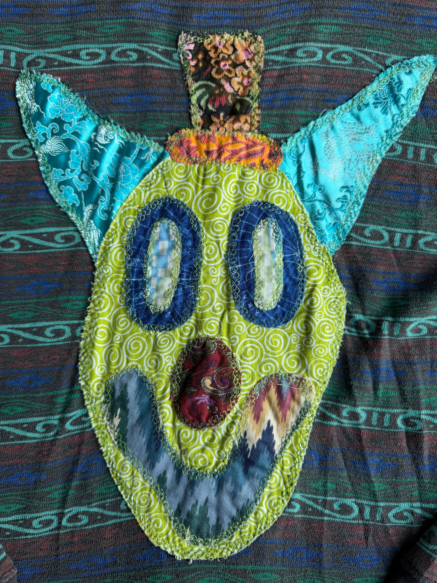 Scrappy clown flower zip up