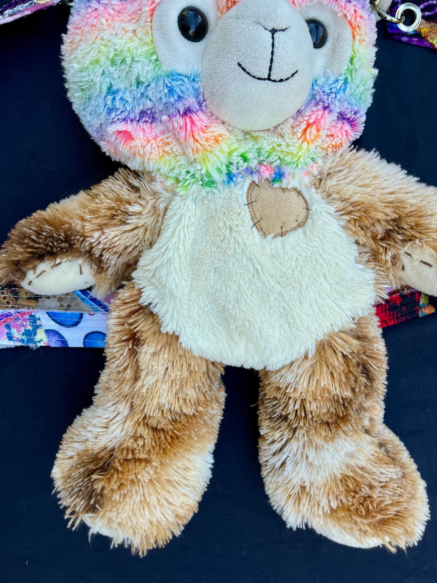 Rainbow camel + fuzzy brown bear hybrid backpack