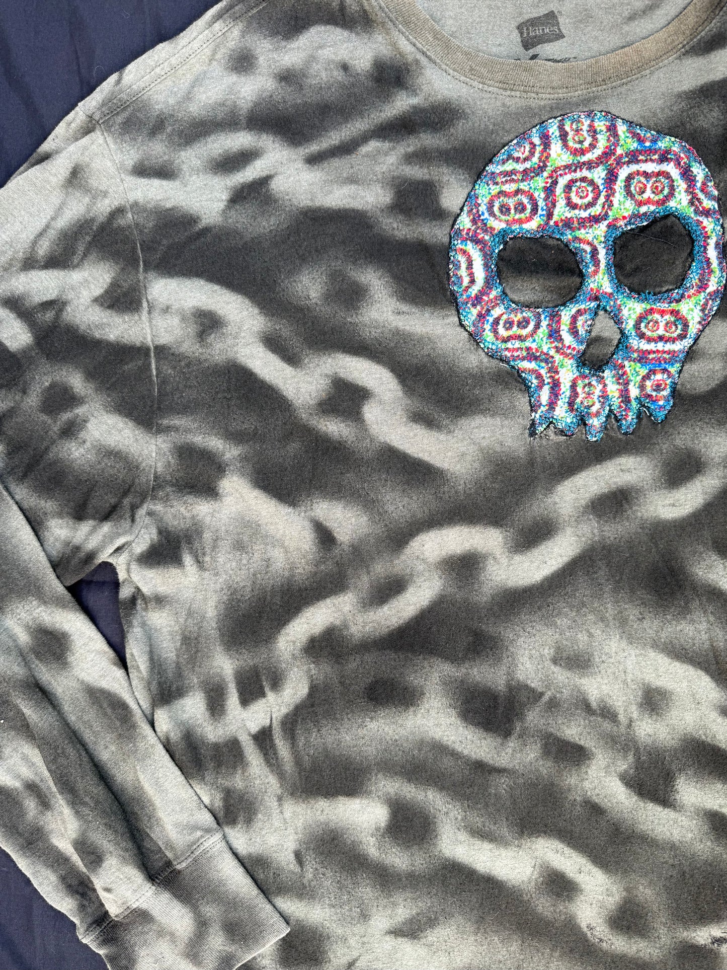 Skull chain spray painted shirt