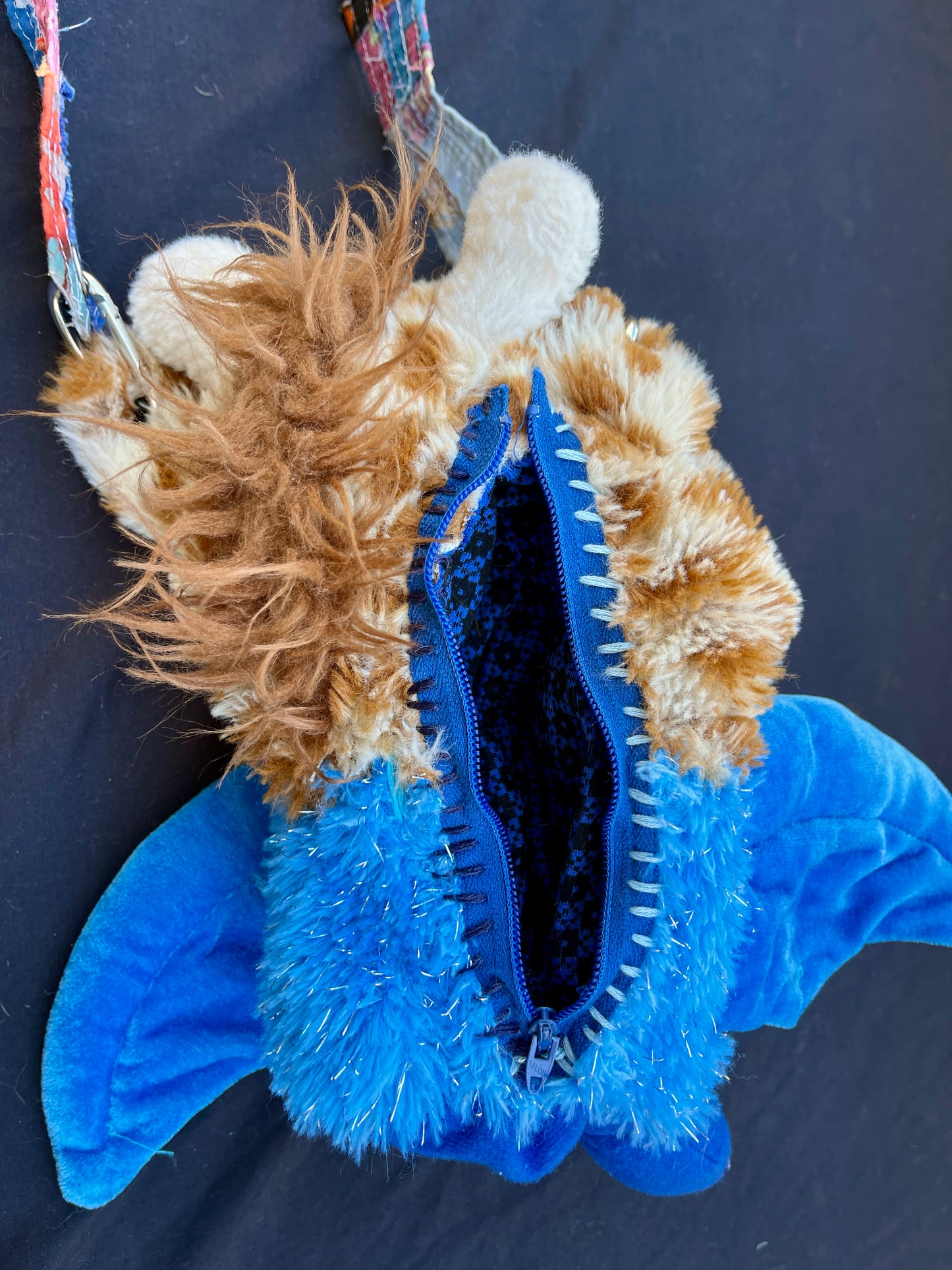 Giraffe + blue bat hybrid side bag