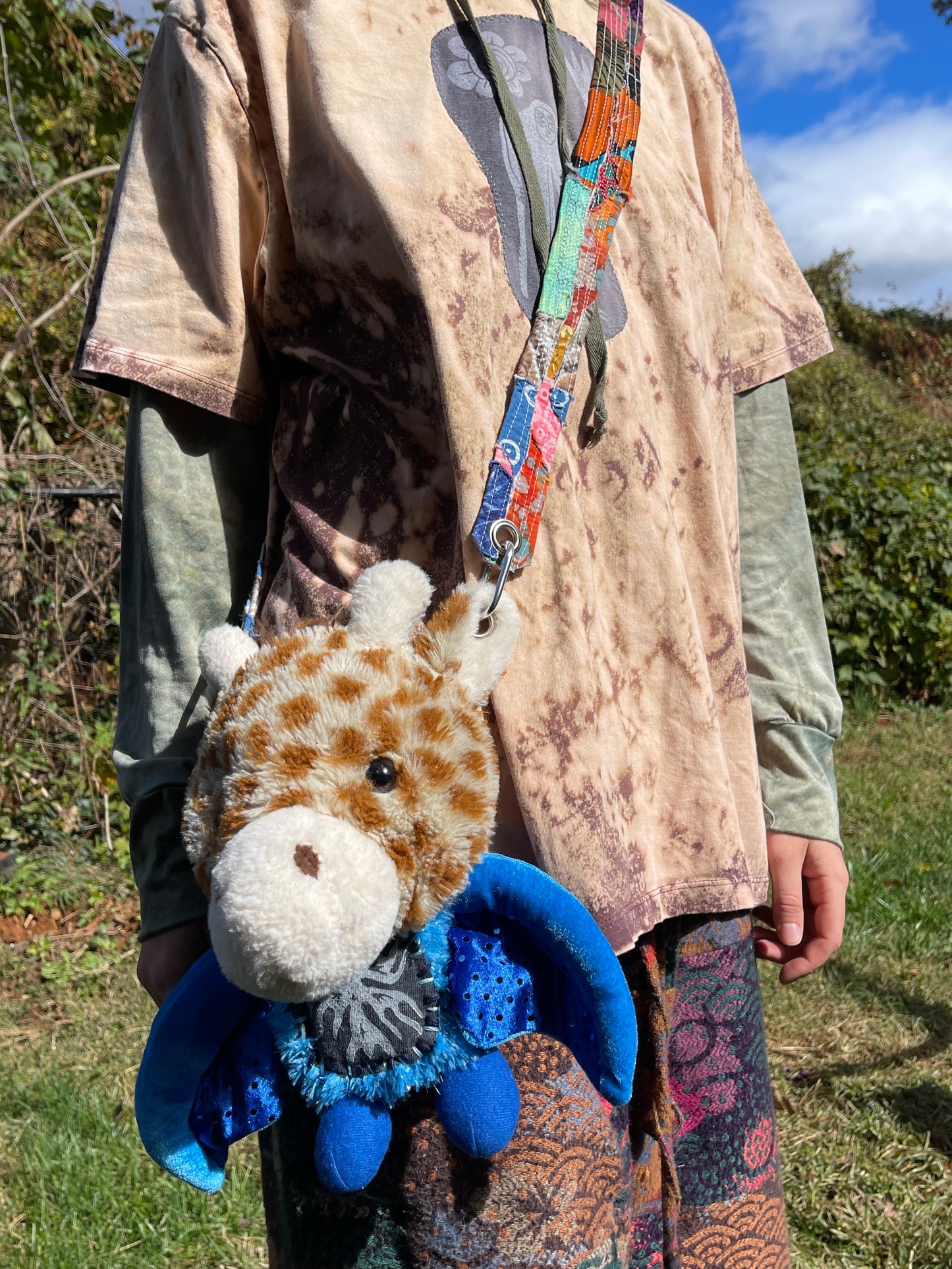 Giraffe + blue bat hybrid side bag