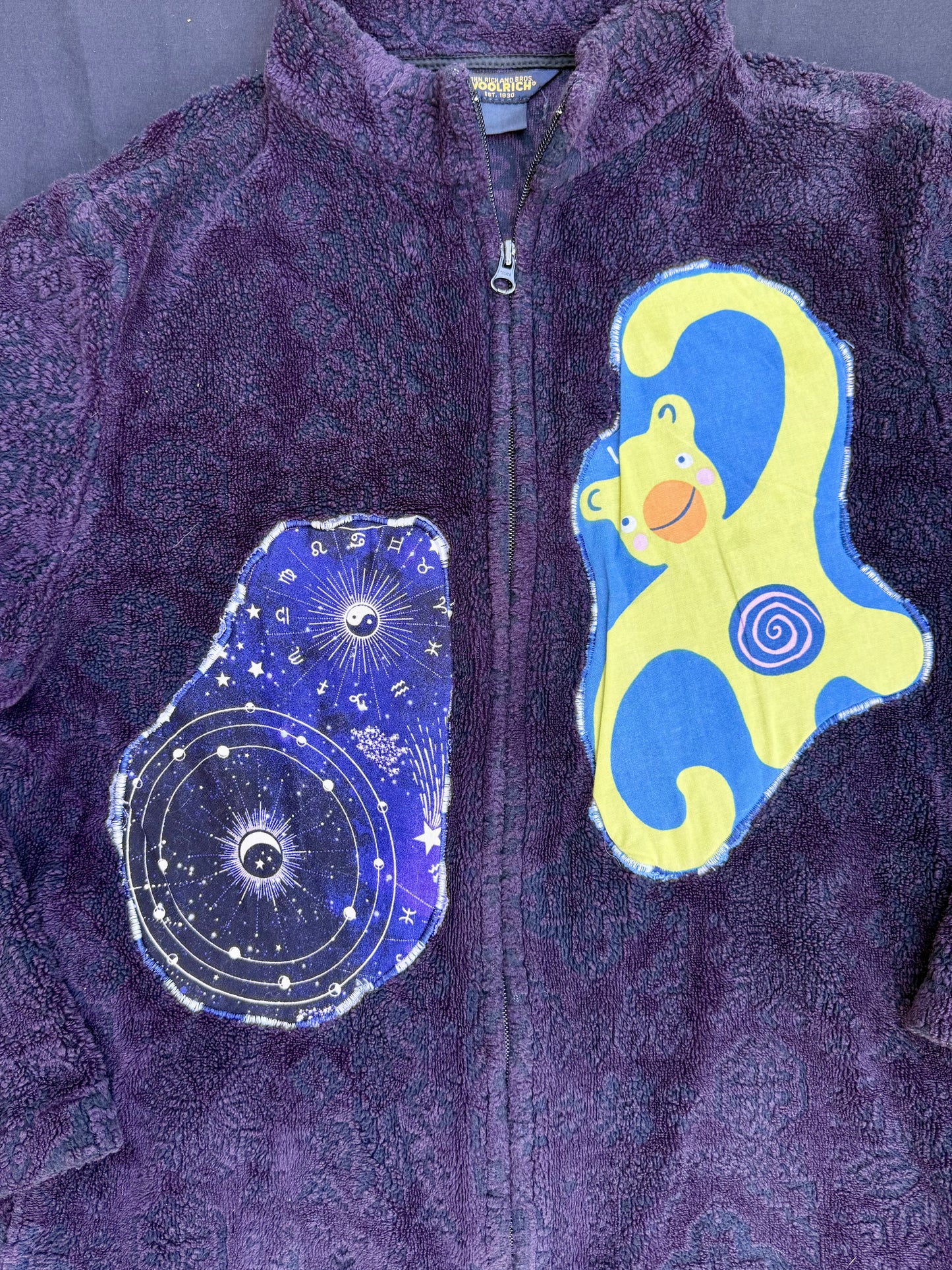 Clown spiral head patch zip up sweatshirt