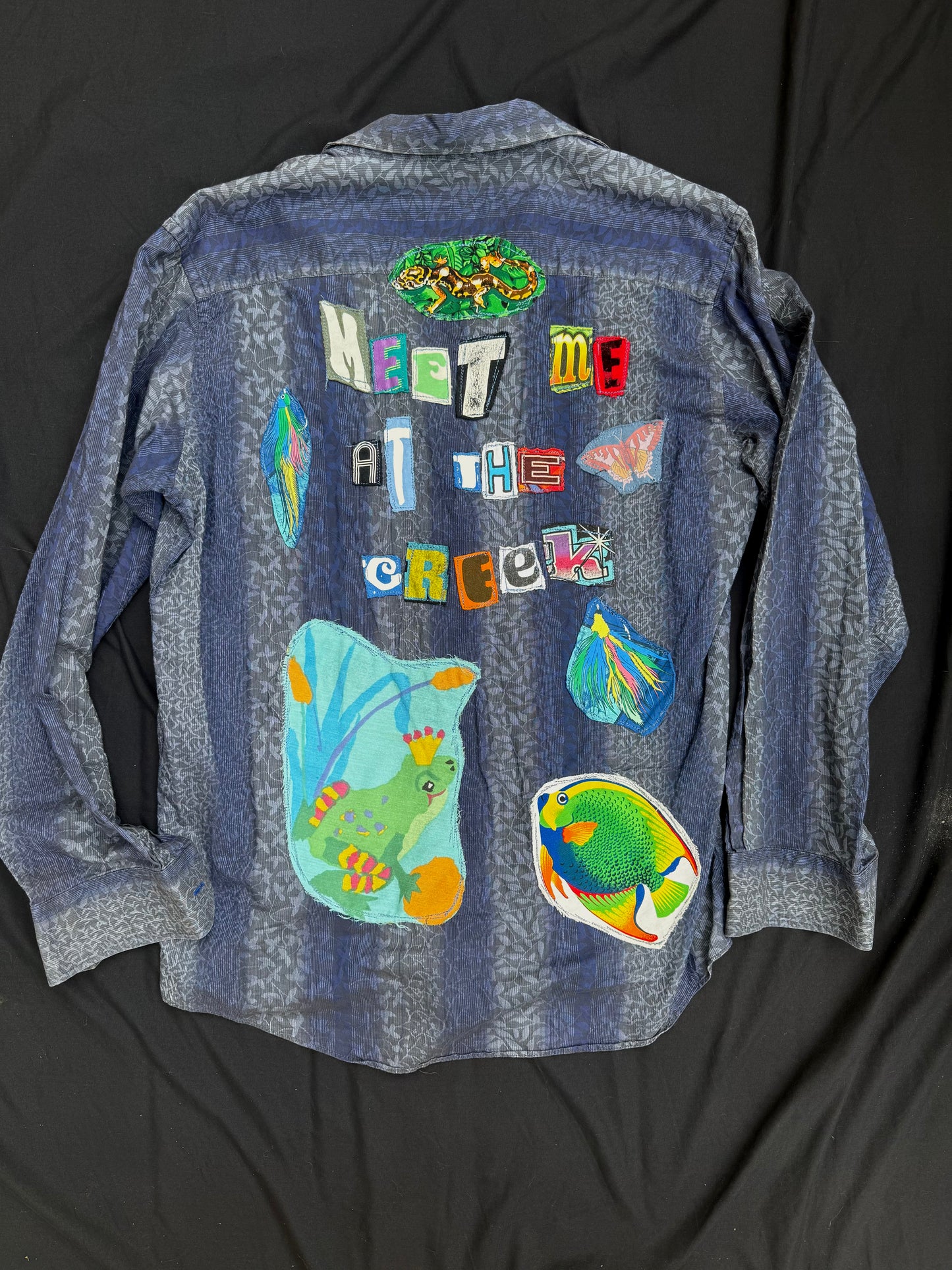 "Meet me at the creek" patched button up
