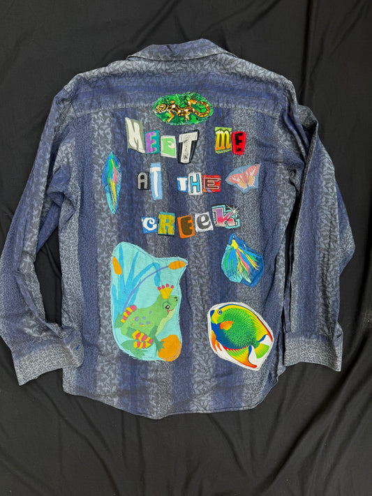 "Meet me at the creek" patched button up