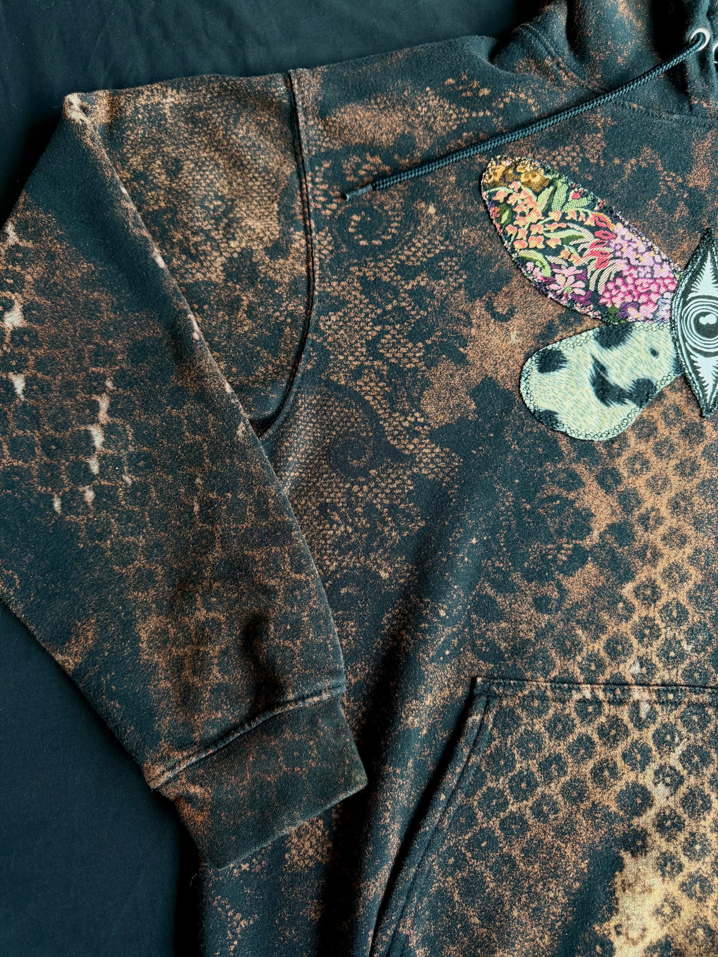 Butterfly + shape bleach dyed hoodie