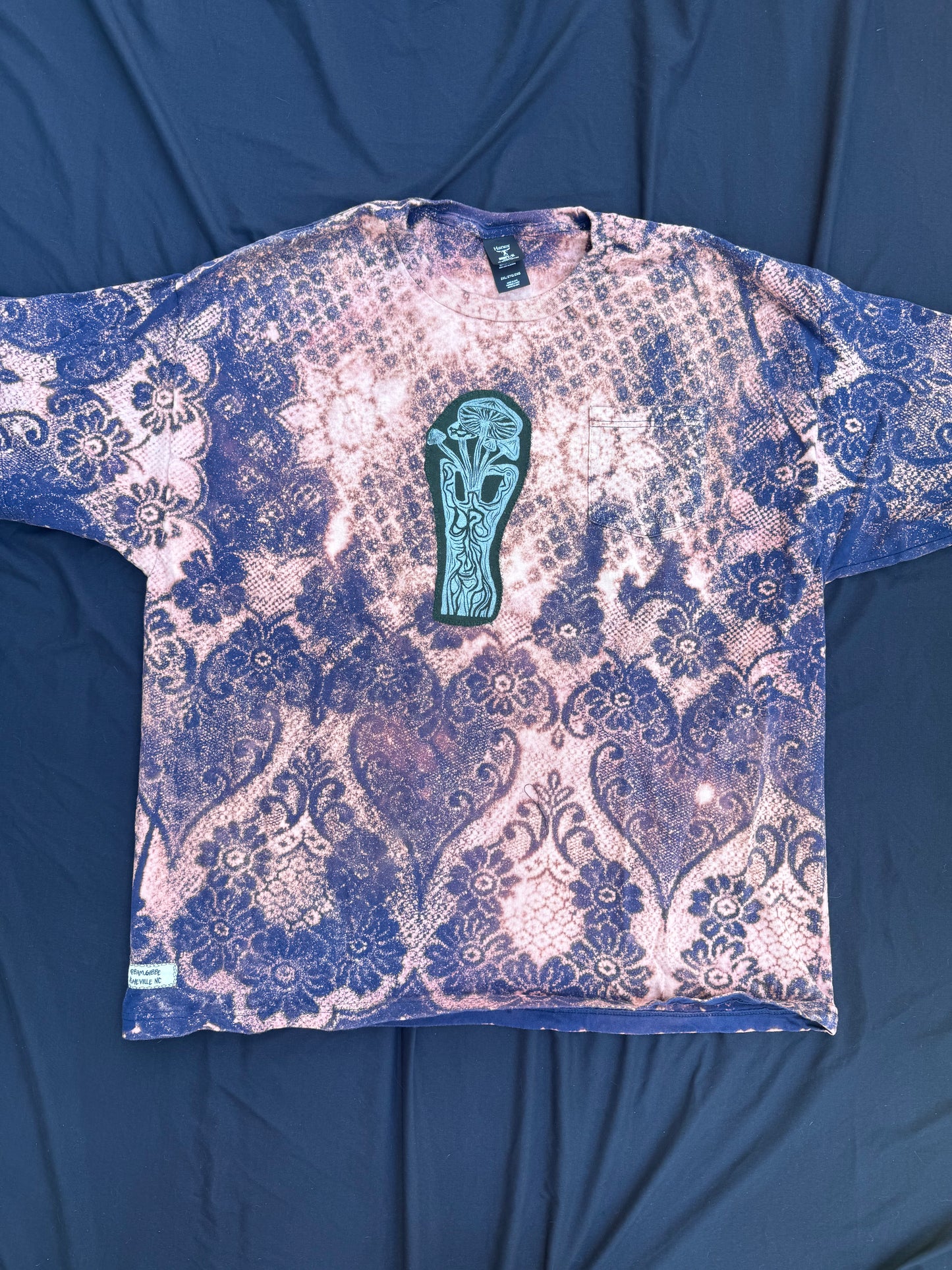 Mushroom lady bleach dyed t shirt