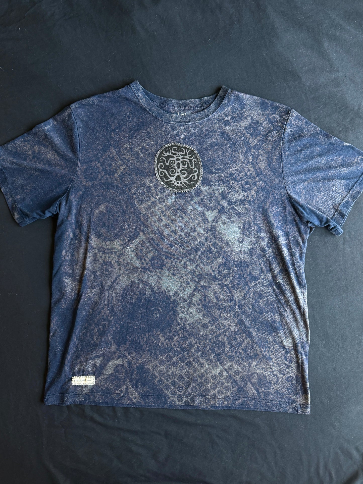 Moon goddess patch bleach dyed t-shirt