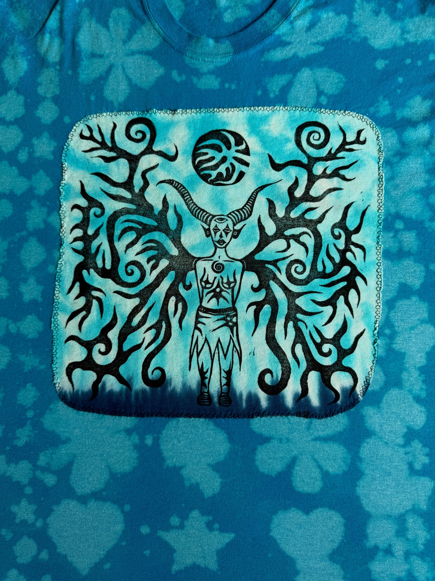 Moon goddess bleach dyed t-shirt