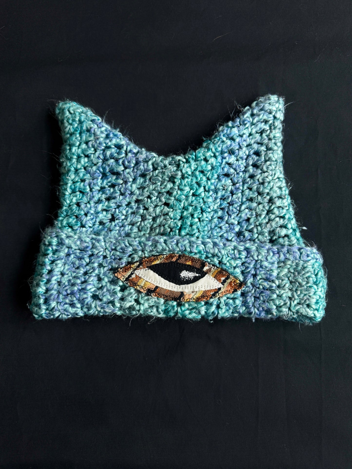 Crochet eyeball patch hat