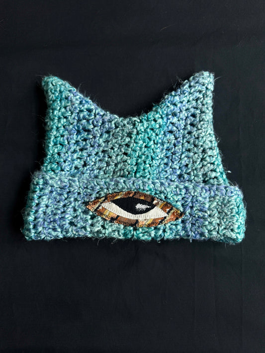 Crochet eyeball patch hat