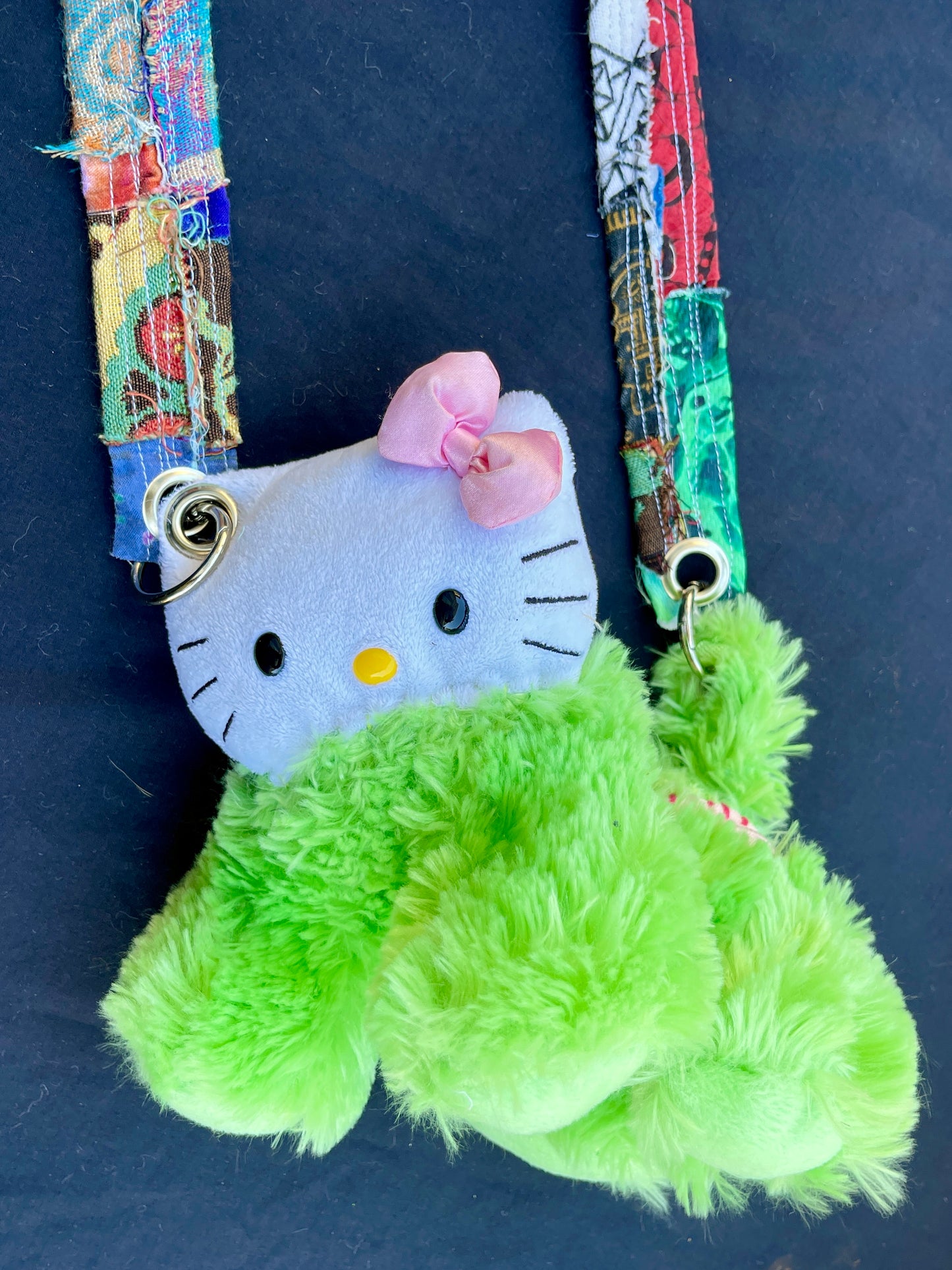 Hello Kitty + fuzzy green hybrid mini side bag