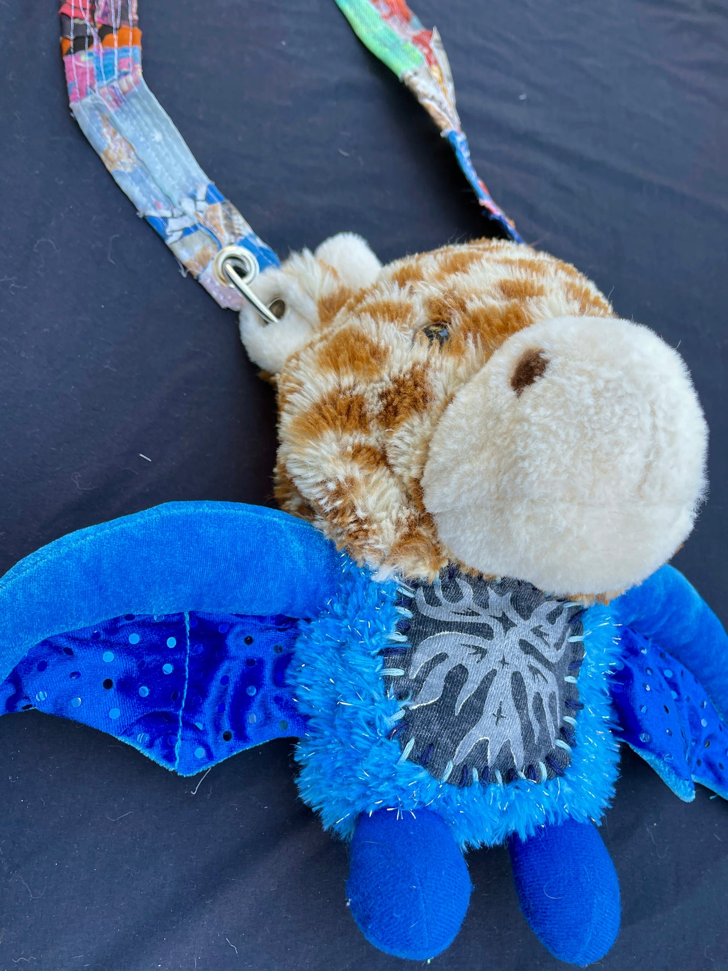 Giraffe + blue bat hybrid side bag