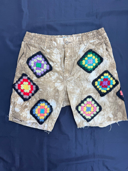 Crochet granny square shorts