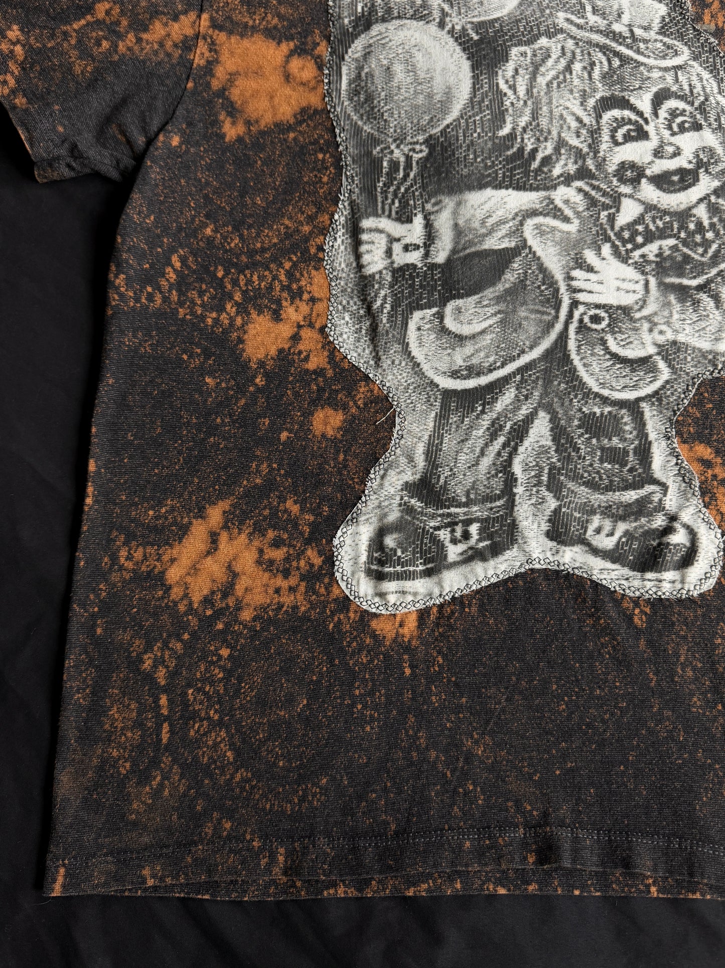 Clown bleach dyed t-shirt