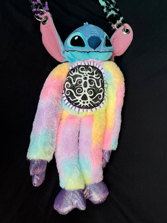 Stitch + rainbow monkey side bag