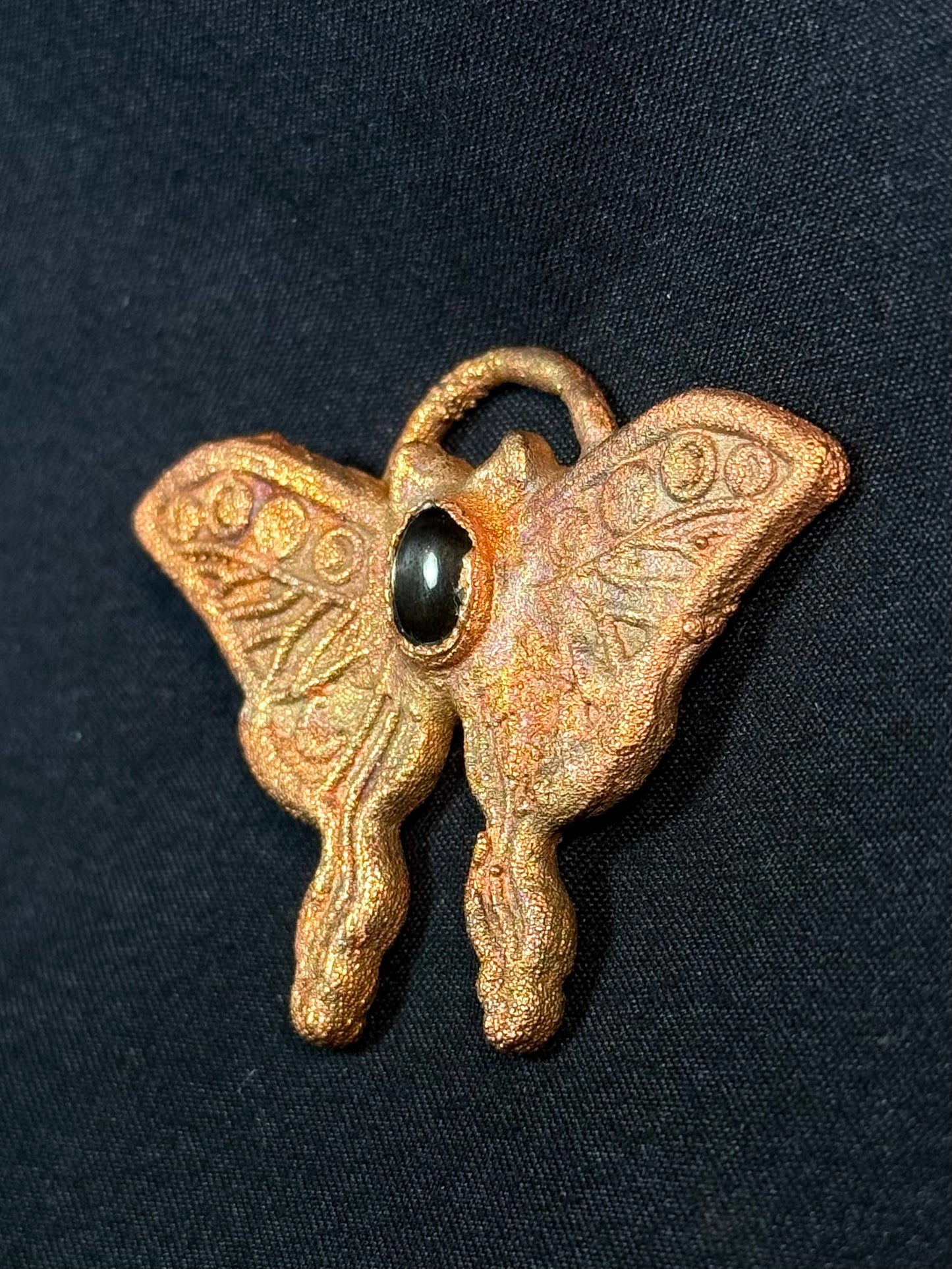 Obsidian butterfly amulet