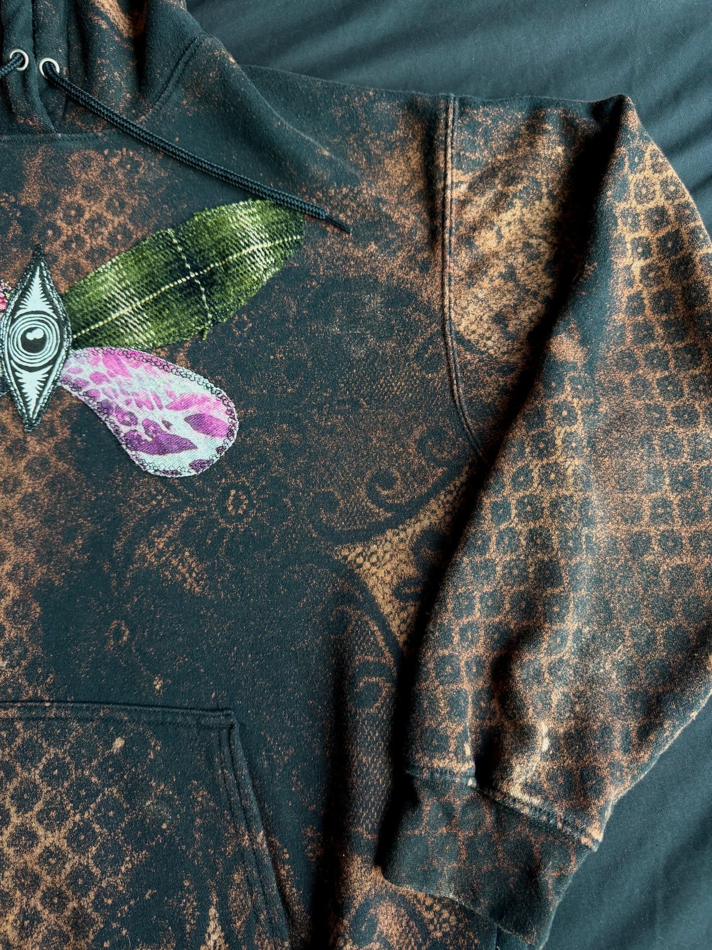 Butterfly + shape bleach dyed hoodie