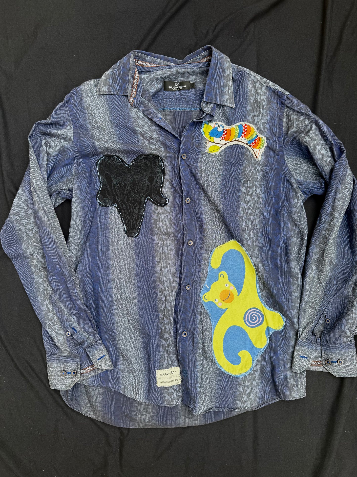 "Meet me at the creek" patched button up