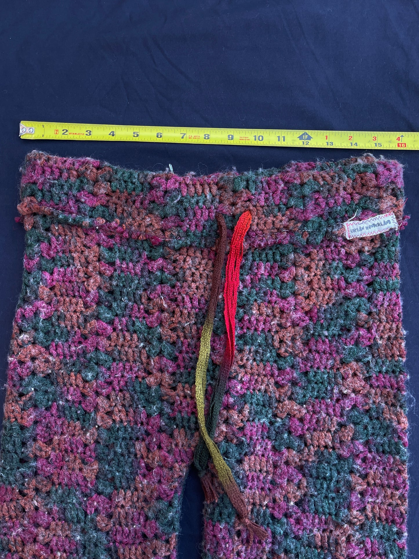 Maroon confetti crochet pants