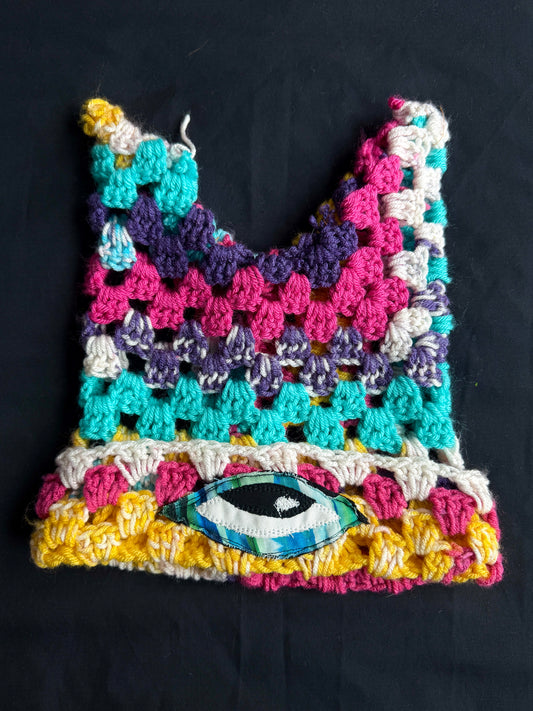 Crochet eyeball patch hat