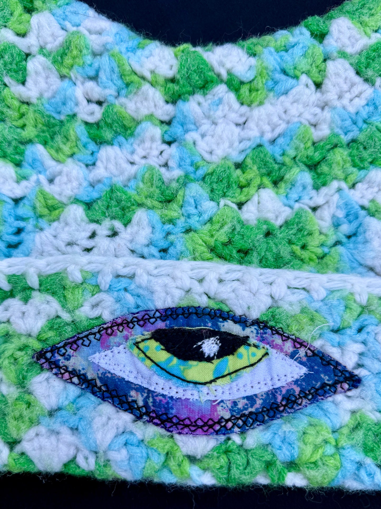 Crochet eyeball patch hat