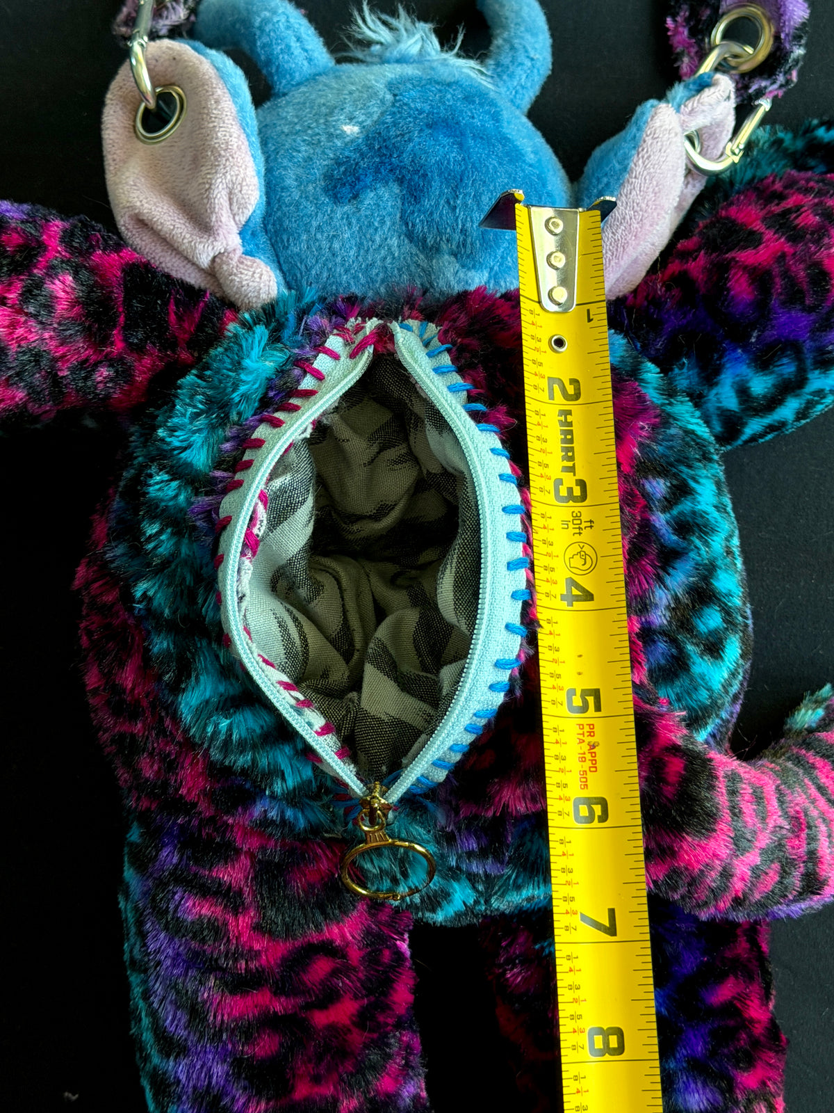 Stitch + pink and blue leopard hybrid side bag