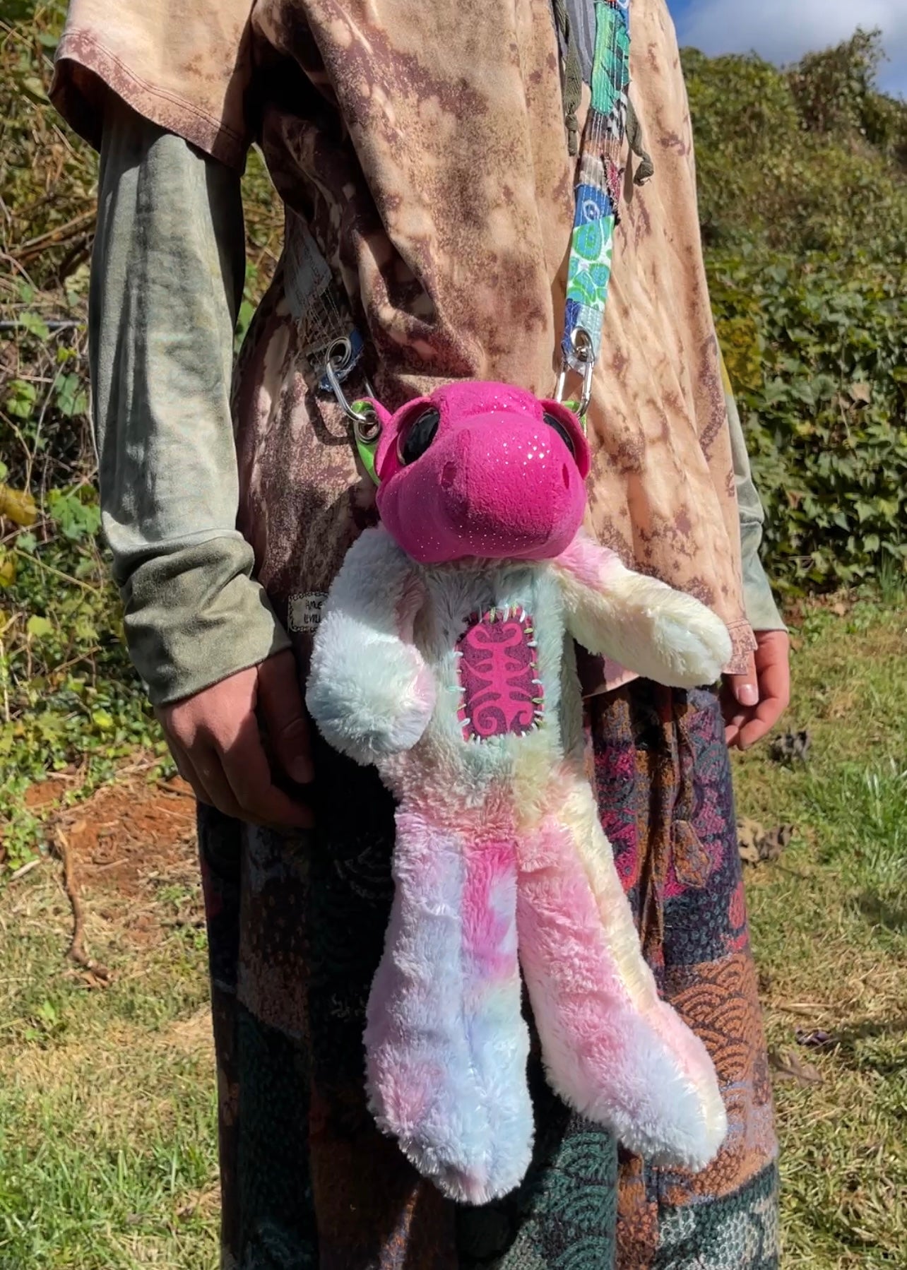 Dragon + rainbow bear hybrid side bag