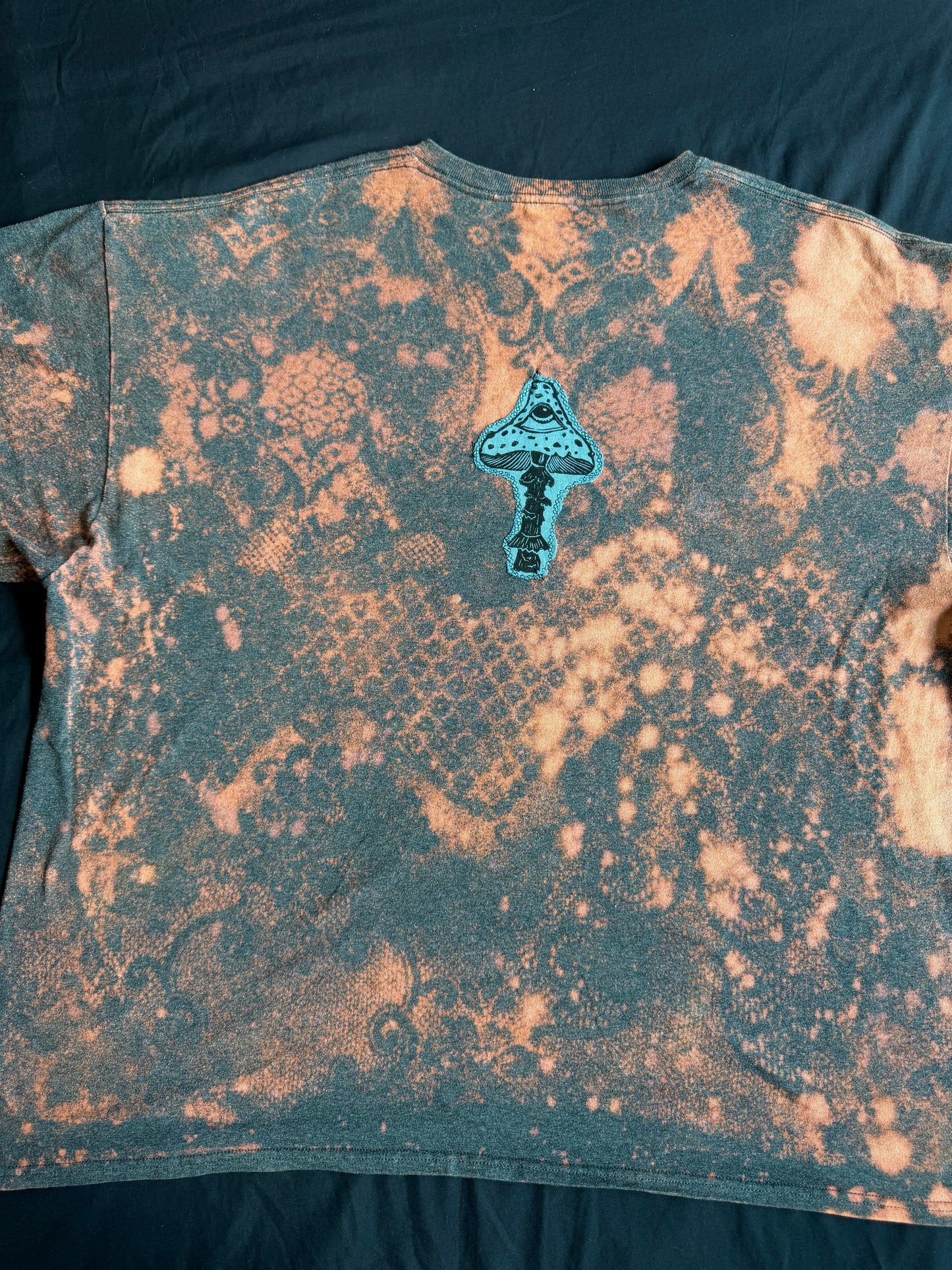Moon goddess mushroom bleach dyed t-shirt
