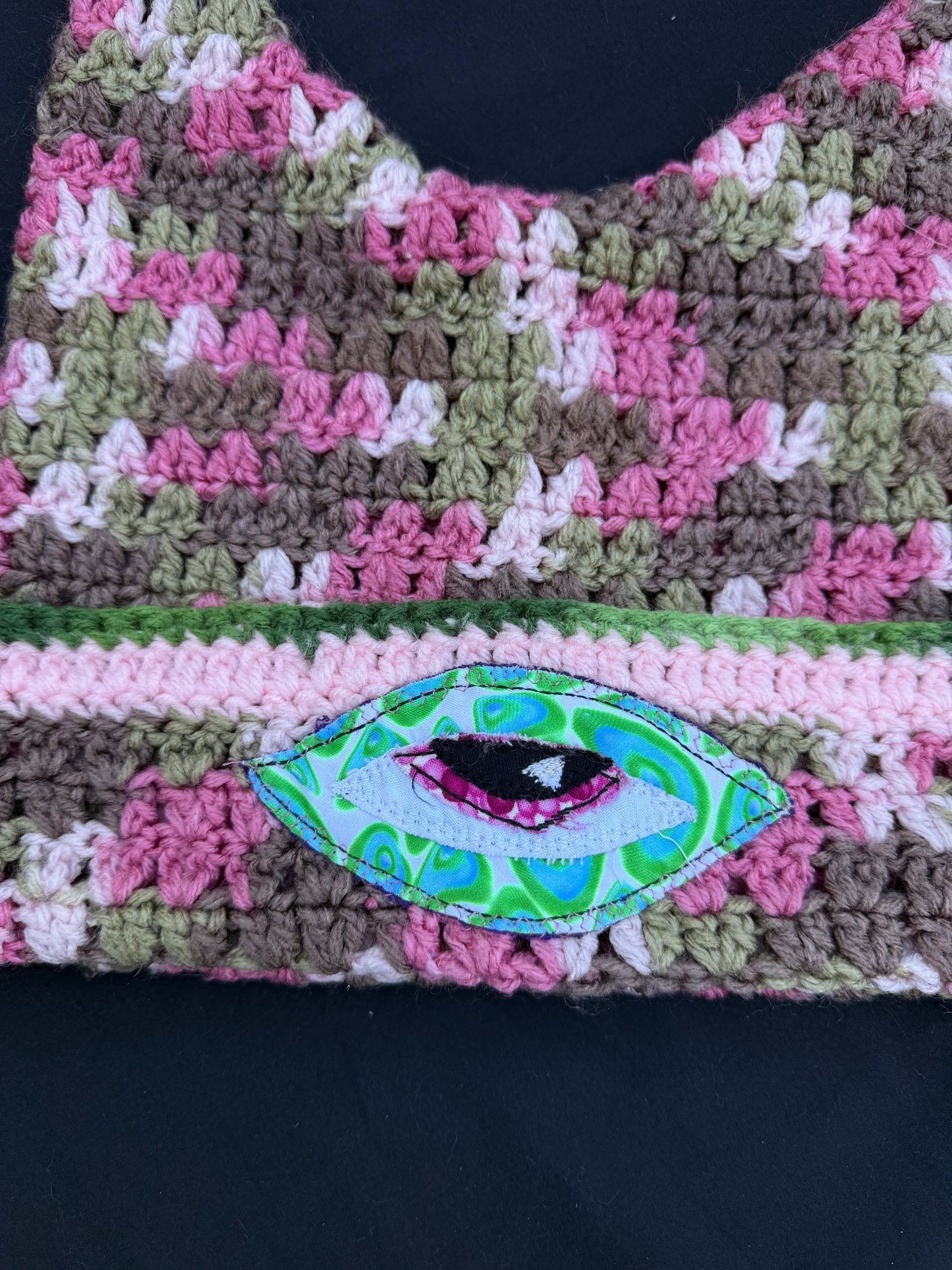 Crochet eyeball patch hat