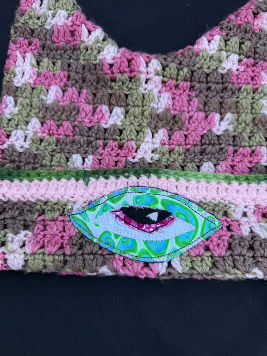 Crochet eyeball patch hat