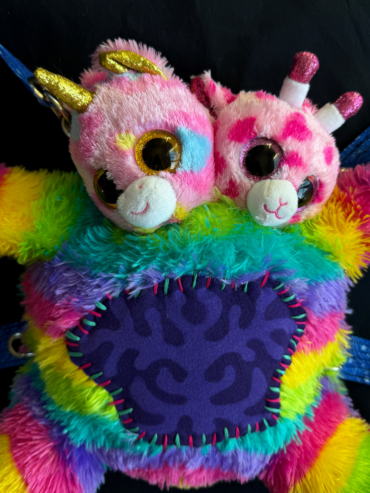 Two headed rainbow explosion hybrid back pack