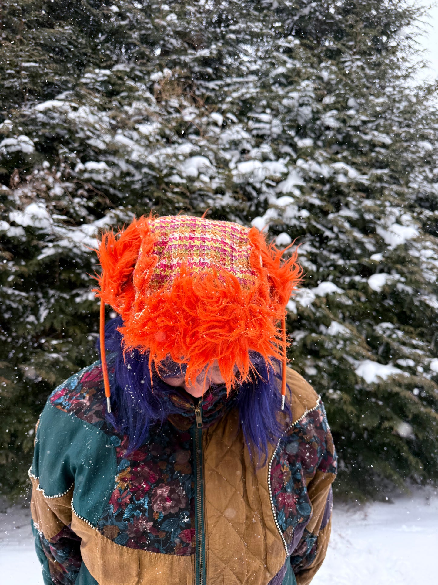 Orange fluff ushanka
