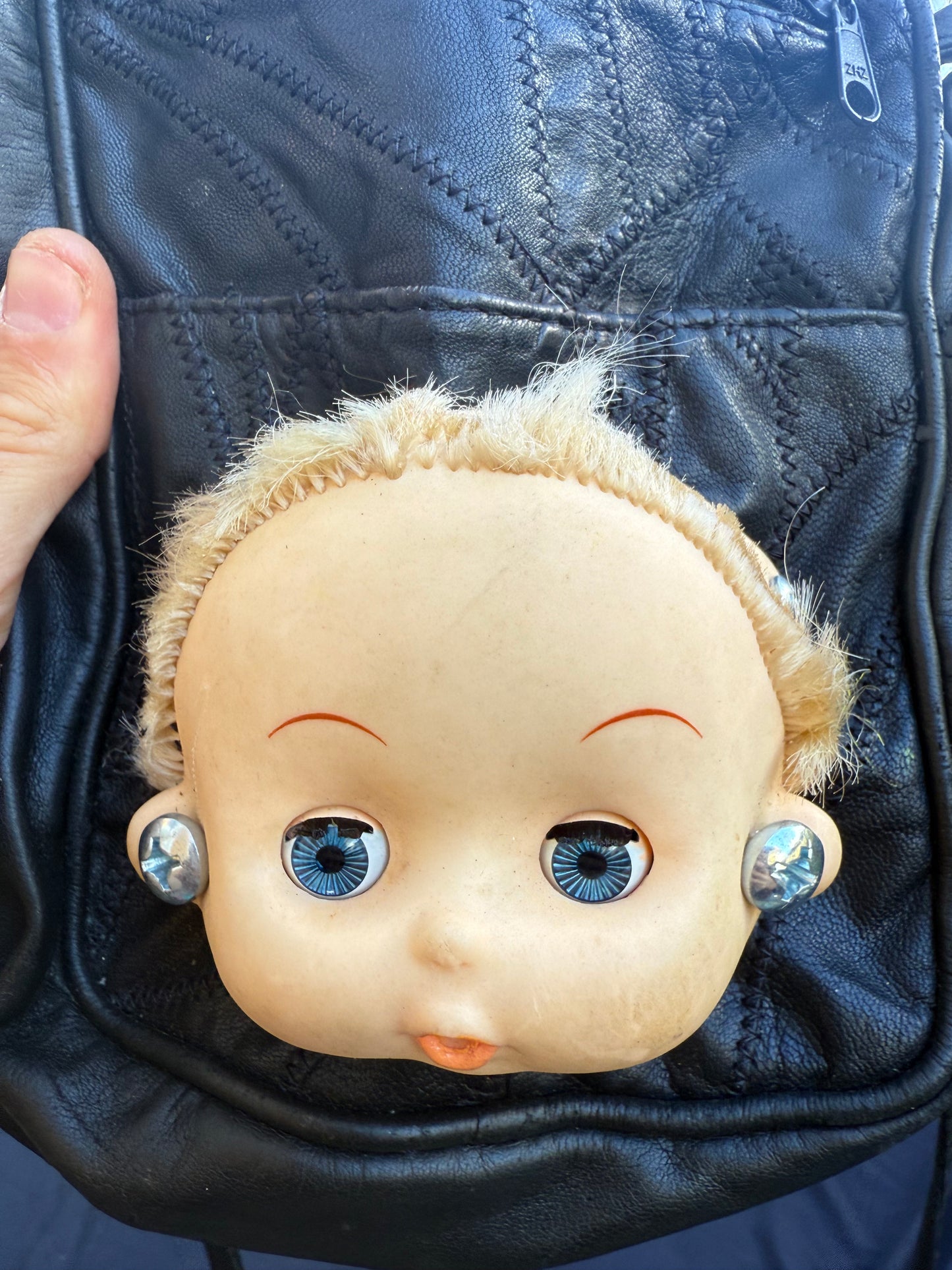 Leather patchwork baby bag