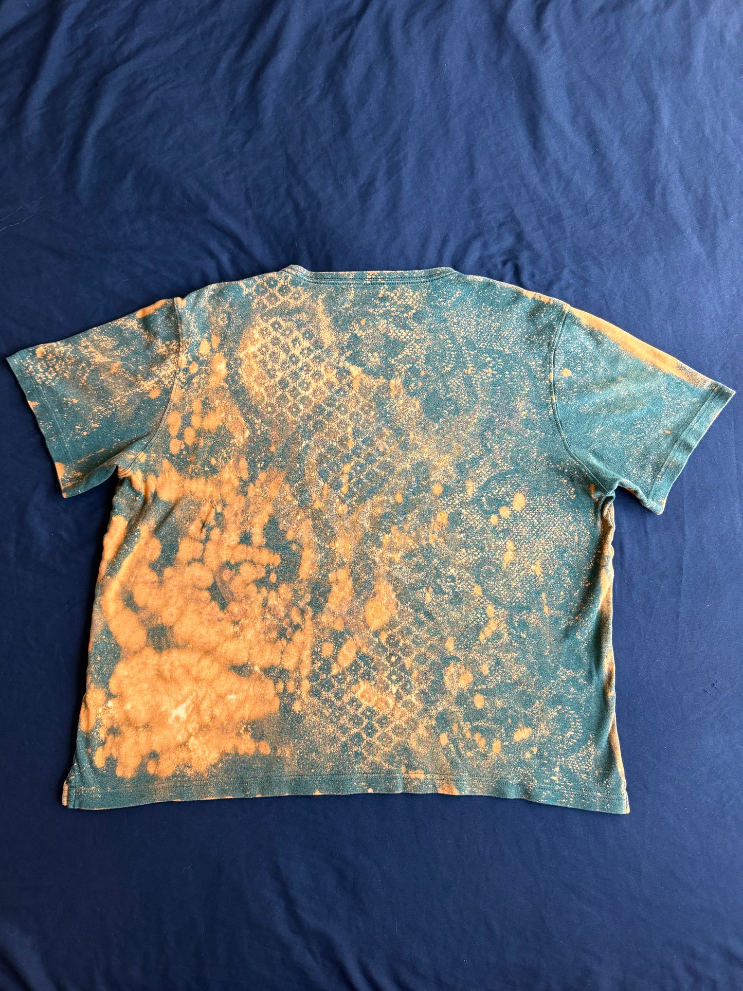 Moon goddess patch bleach dyed t-shirt