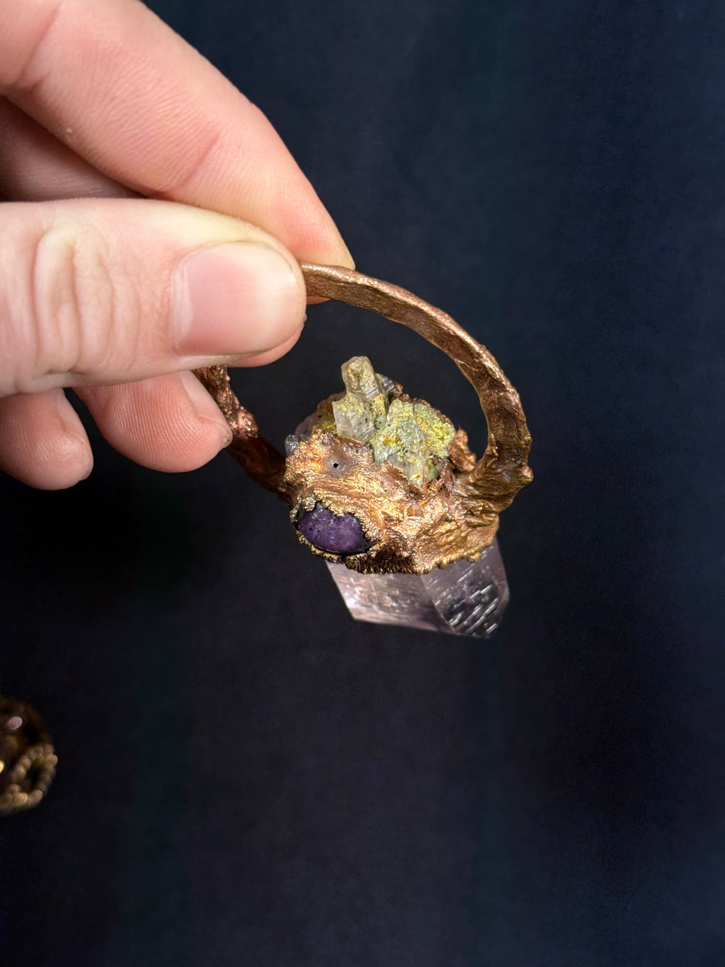 Star sapphire + amethyst amulet