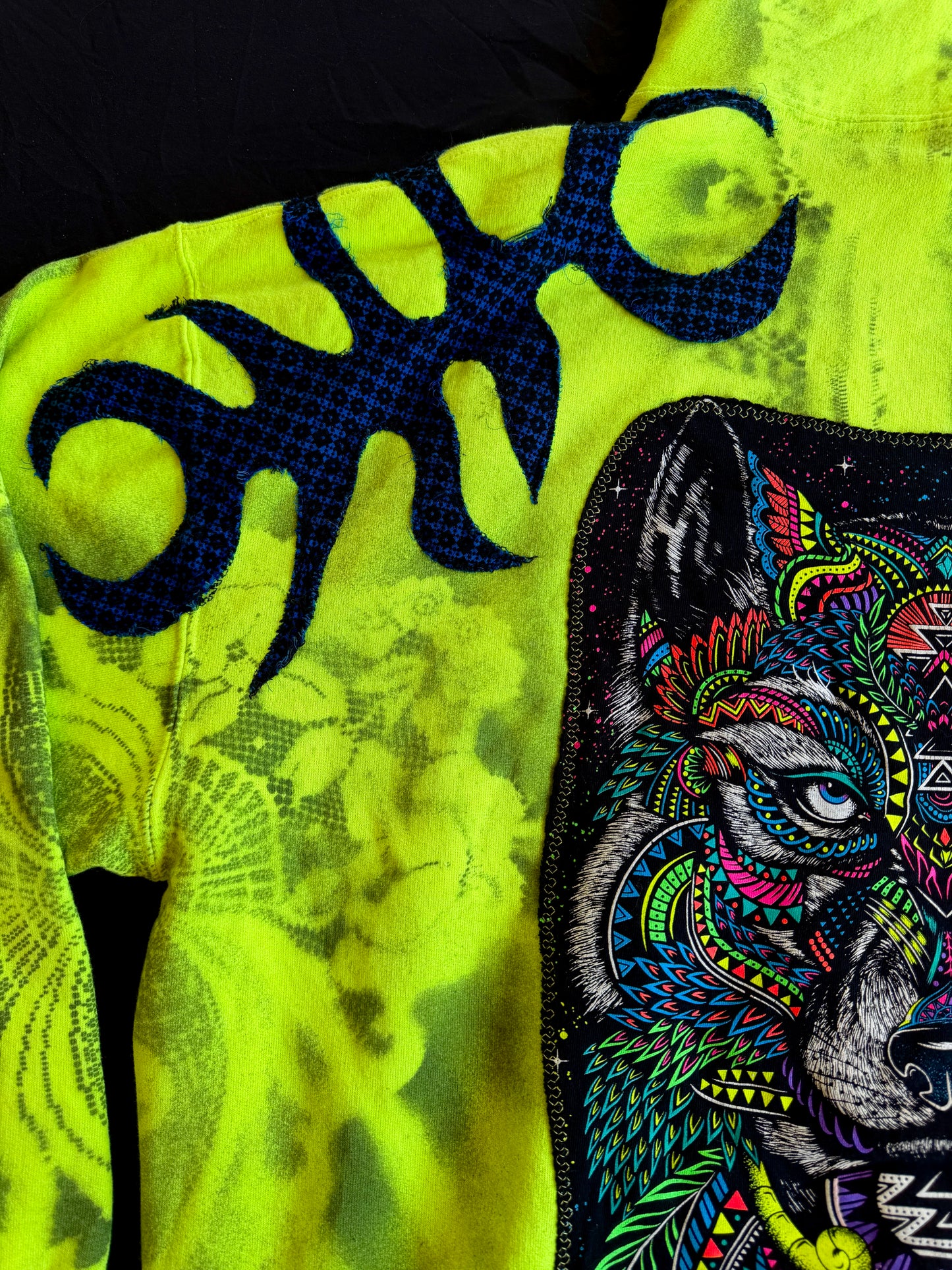Neon clown wolf hoodie