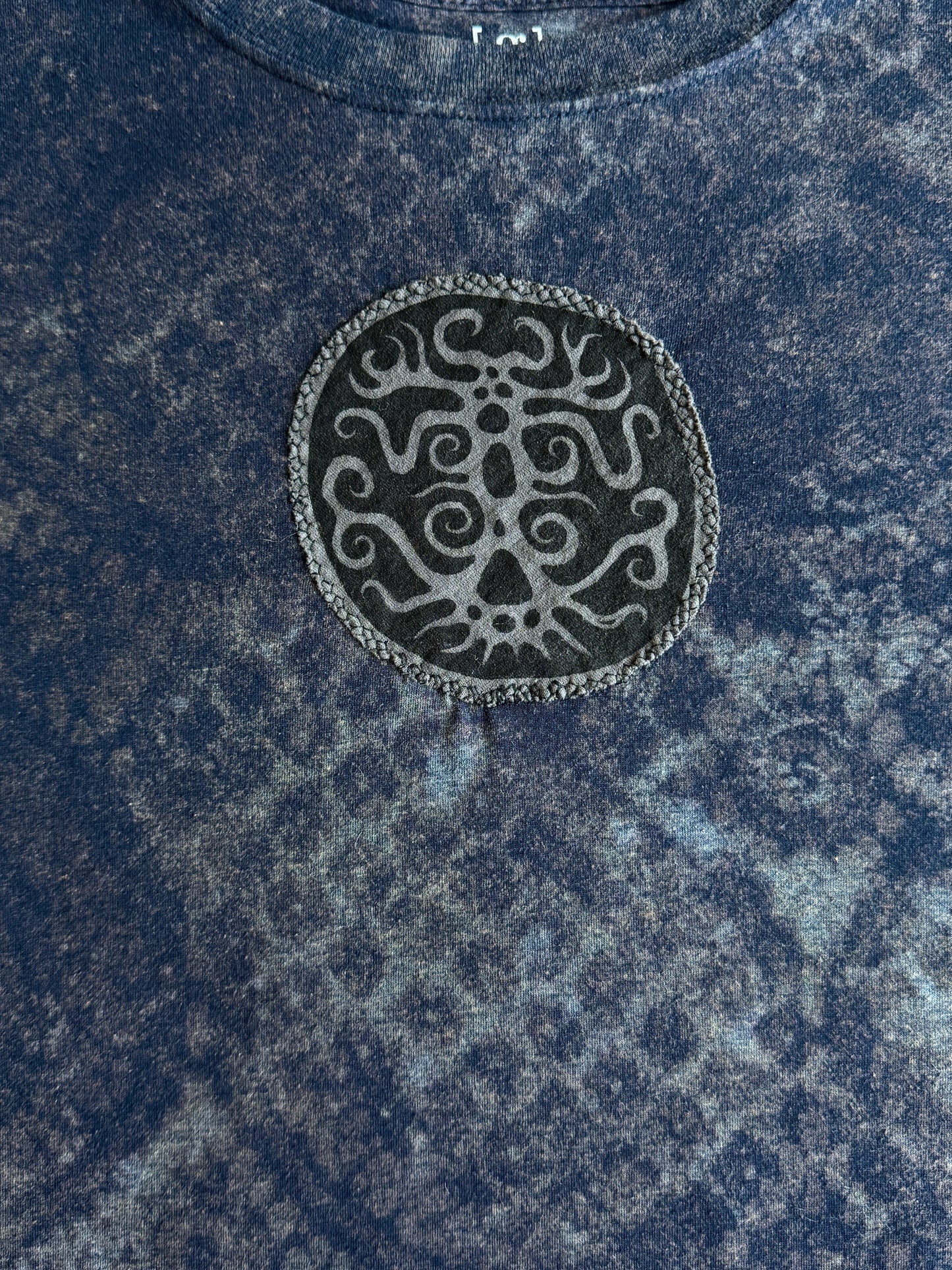 Moon goddess patch bleach dyed t-shirt