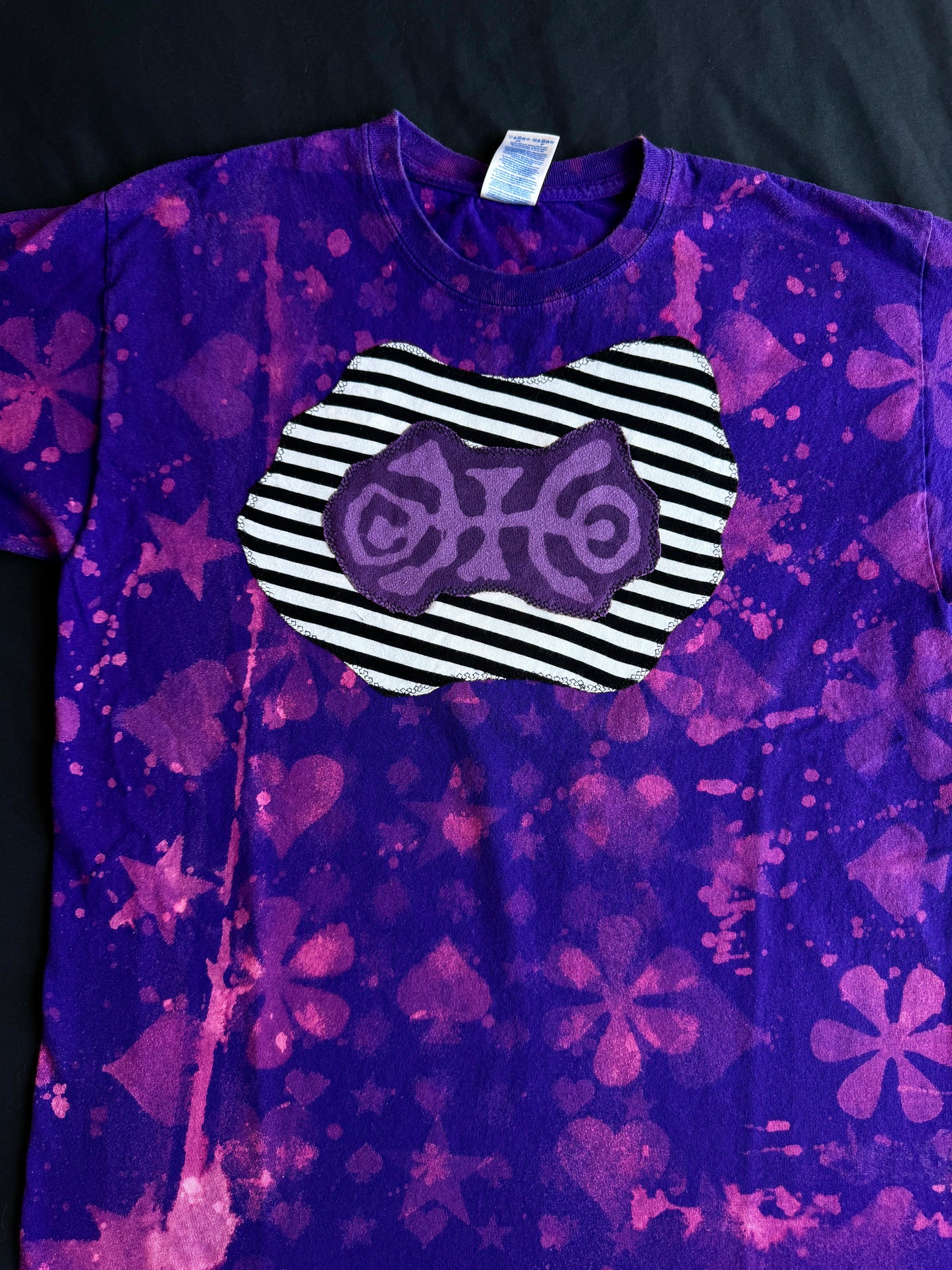 Shapes + moon goddess patch bleach dyed t-shirt