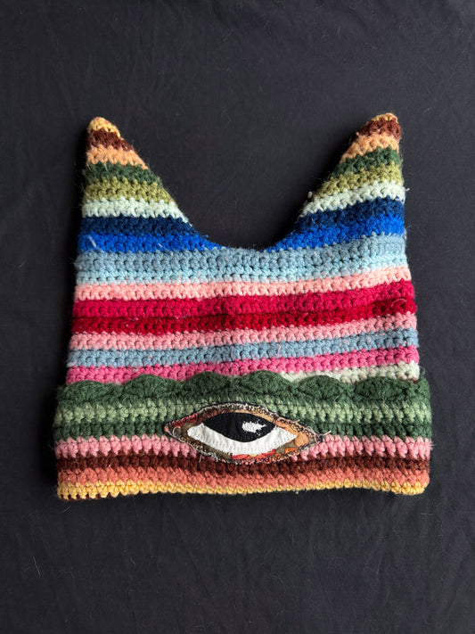 Crochet eyeball patch hat
