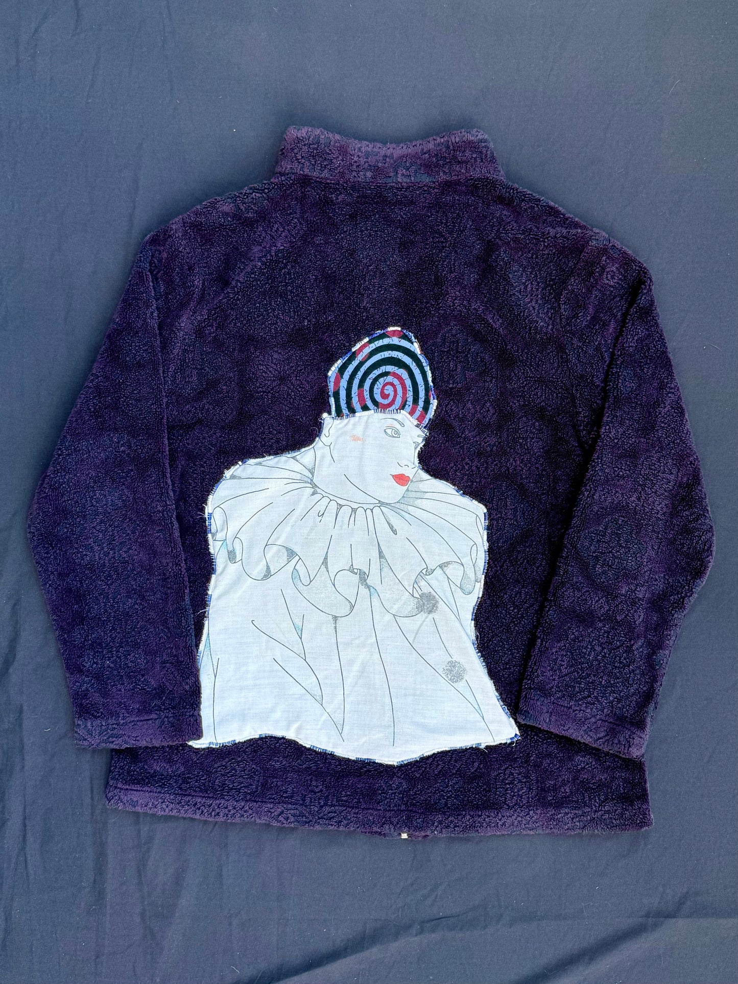 Clown spiral head patch zip up sweatshirt