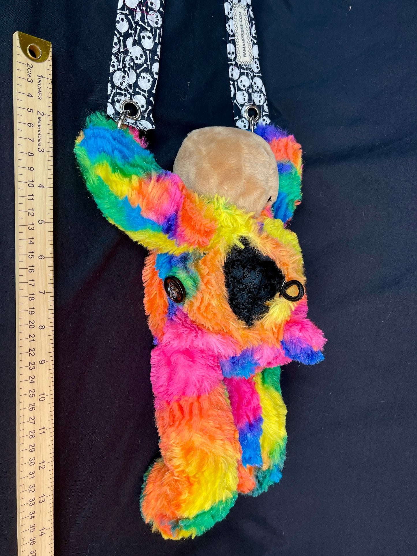 Dino + rainbow tie dye bear side bag