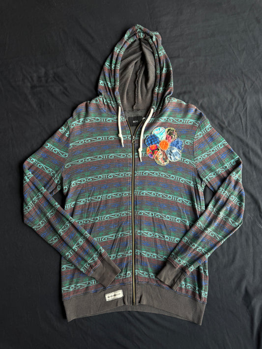 Scrappy clown flower zip up