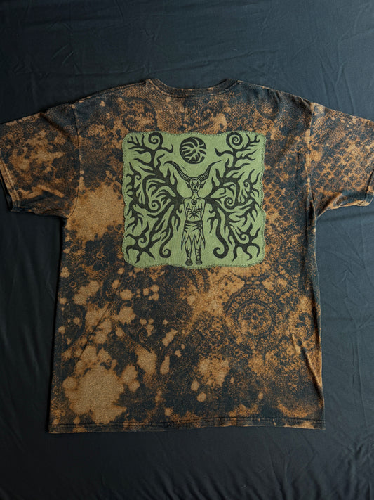 Moon goddess shape bleach dyed t-shirt