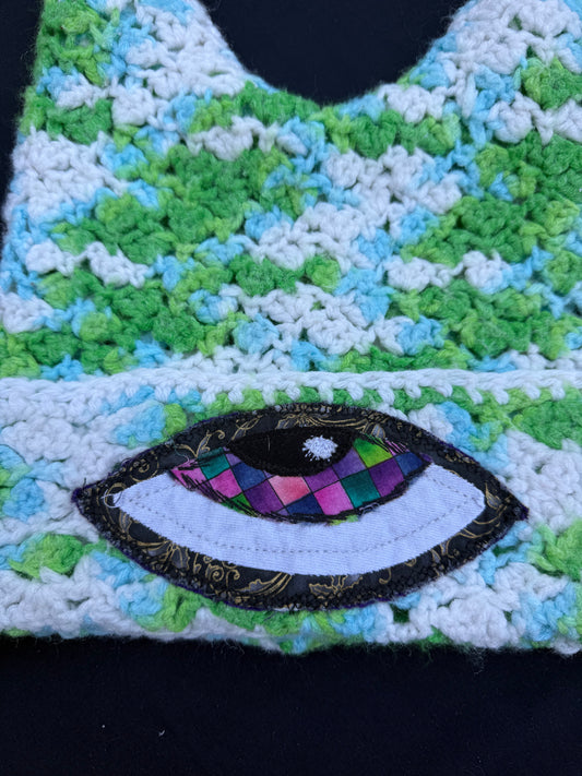 Crochet eyeball patch hat