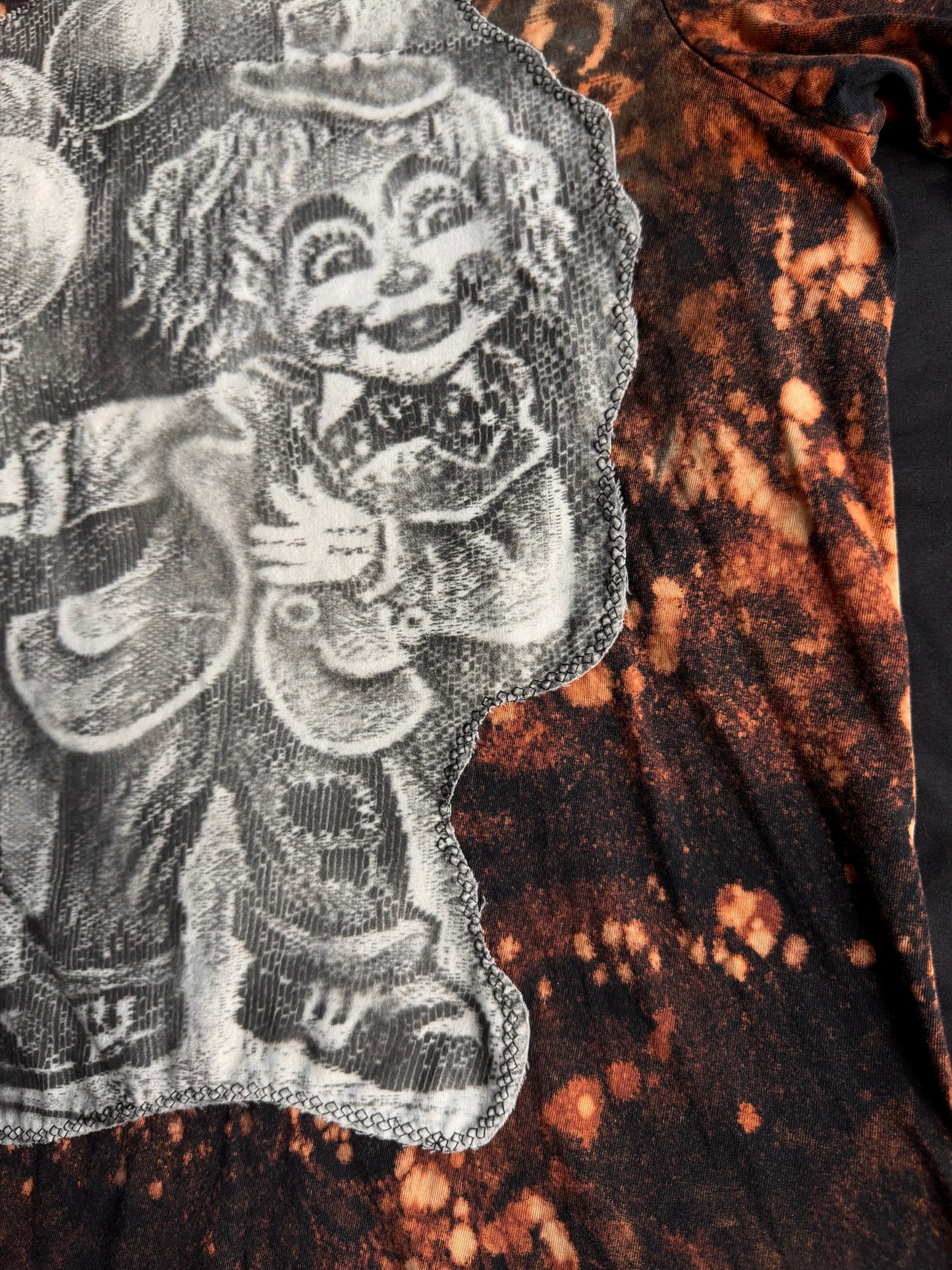 Clown bleach dyed t-shirt